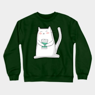 Cat Holding a Coffee Cup Crewneck Sweatshirt